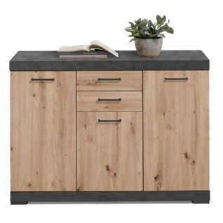 Commode 3 Portes et 2 Tiroirs "cazeg" 120cm Naturel