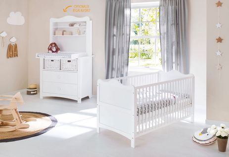 Ensemble Chambre Bébé « florentina » Size L Avec Lit Bébé 120x60, Étagère à Poser Large Incluse