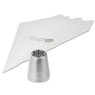 Lot De 4 Poches à Douille Et Embout Flocon De Neige En Inox Baker Edition