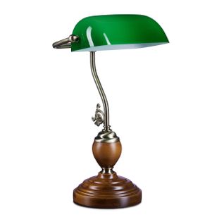 Lampe De Banquier Jones Socle En Bois