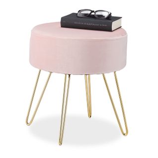 Pouf Coiffeuse Avec Pieds En Métal Rose