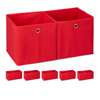 Lot De 12 Boîtes De Rangement Rouge