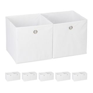 Lot De 12 Boîtes De Rangement Blanc