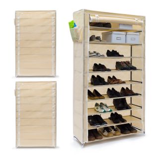 3x Meubles à Chaussures Tissu Beige