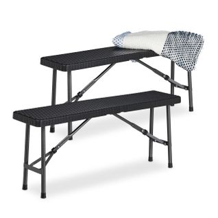 Banc Pliant Noir Lot De 2