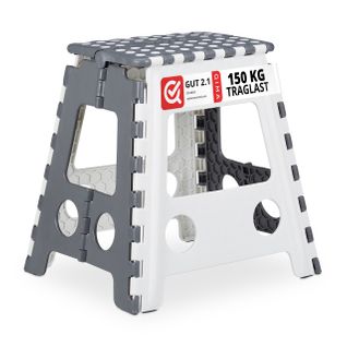 4x Tabourets Pliants Bas XL Gris-blanc