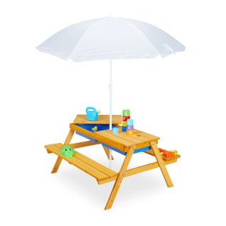 Table En Bois Pour Enfants Et Parasol