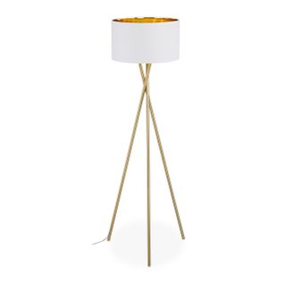Lampadaire Trépied Blanc Et Or