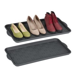 Lot De 2 Plateaux à Chaussures Gris