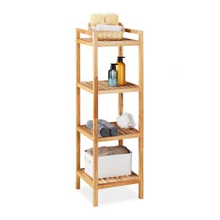 Étagère De Salle De Bain Noyer 4 Niveaux