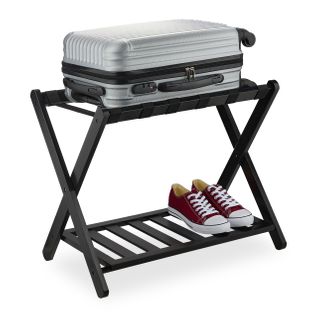 Support à Valise Noir En Bambou