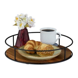 Plateau De Service En Bois Et Métal