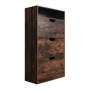 Meuble à Chaussures Avec 3 Portes 80x24x140 Cm - Marron