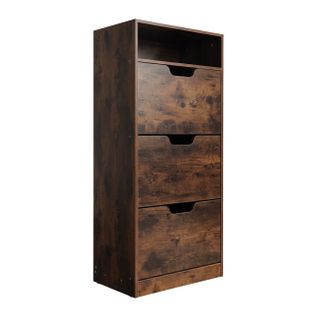 Meuble à Chaussures Avec 3 Portes 60x24x140 Cm - Marron