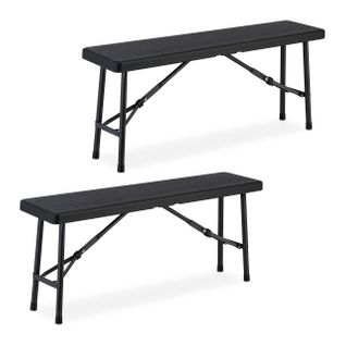Banc Pliable Aspect Bois Lot De 2
