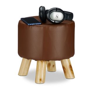 Tabouret Similicuir 4 Pieds Bois