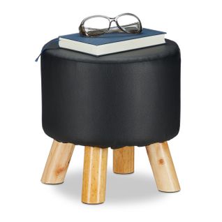 Tabouret Similicuir 4 Pieds Bois