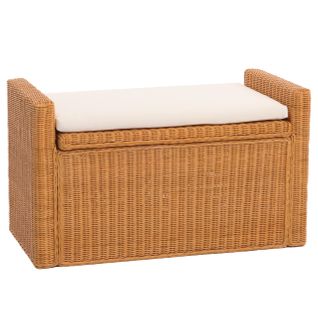 Coffre De Stockage, Banquette M92 Rotin Avec Coussin Kissen 88cm ~ Doré