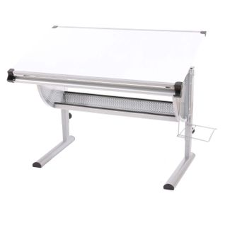 Bureau Enfant Oxford, Plateau Inclinable, Hauteur Réglable ~ Blanc