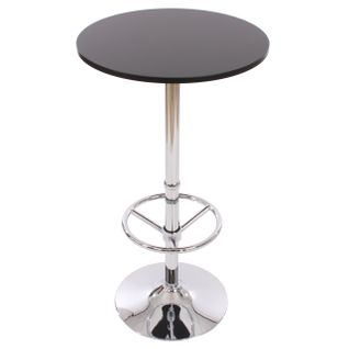 Table De Bar / Table Haute Bari, Ronde, Avec Repose-pied, 109x60x60cm, Noir