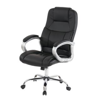 Fauteuil De Bureau Américain Boston Xxl, Charge 150kg, Similicuir ~ Noir