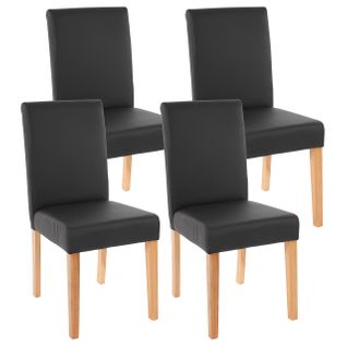 Lot De 4 Chaises De Séjour Littau ~ Simili-cuir, Noir Mat, Pieds Clairs