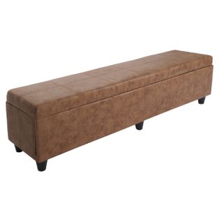 Banquette Kriens XXL, Coffre, Banc, Tissu, 180x45x45cm ~ Aspect Daim