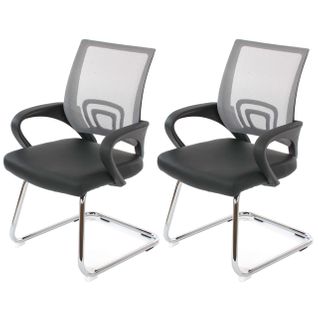 Lot De 2 Chaises De Conférence / Chaise Visiteurs Ancona, Simili-cuir ~ Gris