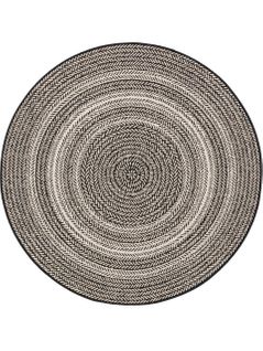 Tapis D'extérieur Et Intérieur Rond Metro Noir Et Blanc  120 Cm Rond