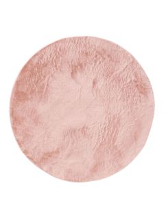 Tapis En Fausse Fourrure Furry Rose 120 Cm Rond