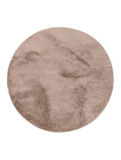 Tapis En Fausse Fourrure Furry Taupe 120 Cm Rond