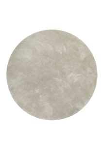 Tapis Rond 200 Cm Poils Longs Microfibre Douce Gris Beige Emilia