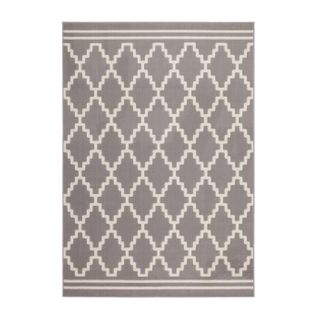 Tapis Imprimé Losange à Poils Courts "lina" Taupe 200 X 290 Cm