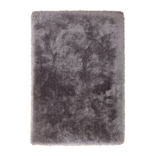 Tapis Shaggy Fait Main "cosy" Argent 80 X 150 Cm