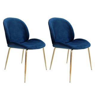 Lot De 2 Chaises Design "charlize" 90cm Bleu Et Or