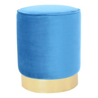 Pouf Design En Velours "nena" 43cm Bleu