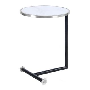 Table D'appoint Design "servant" 62cm Argent et Blanc