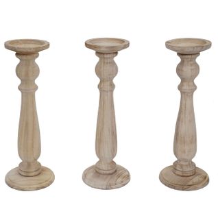 3x Bougeoir, Chandelier T360, Style Shabby, Vintage, Hauteur 35cm ~ Marron Naturel