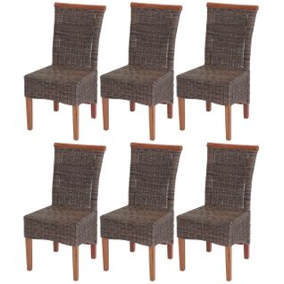 6x Chaise De Salle à Manger Savona, Fauteuil, Rotin ~ Sans Coussin