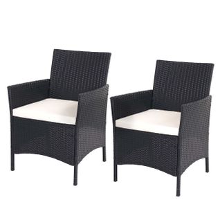 2x Fauteuil De Jardin Halden En Polyrotin ~ Anthracite, Coussin Crème