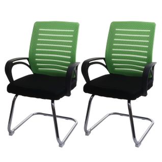 Lot De 2 Chaises De Conférence Tissu/textile Vert