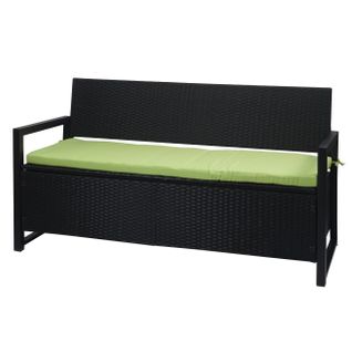 Poly-rattan Banc 3 Places Hwc-f39 Anthracite Coussin Vert
