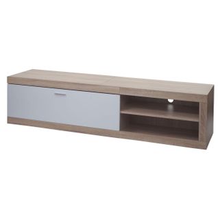 Meuble TV Hwc-l33 Bois 43x180x41cm Compartiment De Rangement, Imitation Chêne, Blanc