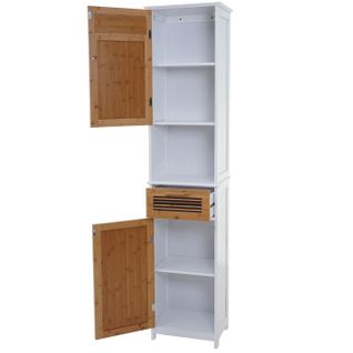 Colonne De Salle De Bains Hwc-a85, Armoire, Bambou, 180x40x31cm Blanc
