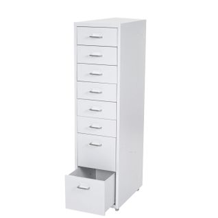 Caisson à Roulettes Boston T85 109x28x44 Cm 8 Tiroirs Blanc