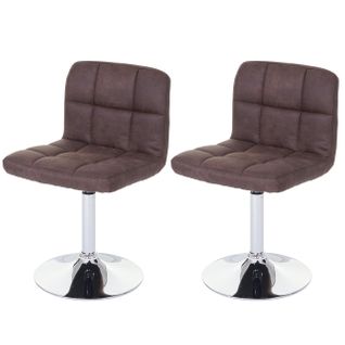 2 X Chaise De Salle à Manger Kavala Imitation Daim Chrome Brun Foncé Vintage