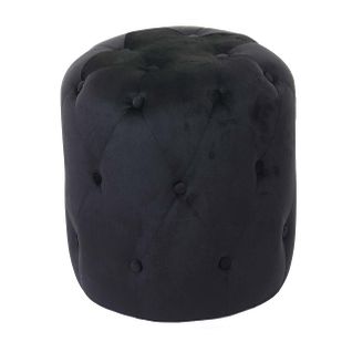 Pouf Hwc-d22, Ottoman Avec Rivets, 42x39cm ~ Velours, Noir