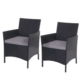 2x Fauteuil De Jardin Halden En Polyrotin ~ Anthracite, Coussin Couleur Crème