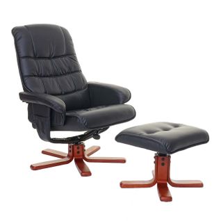 Fauteuil Relax Hwc-e30 Siège TV Avec Tabouret Similicuir Noir