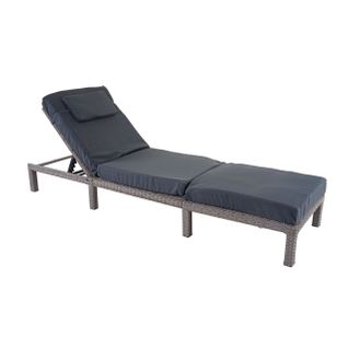 Chaise Longue Hwc-a51, En Polyrotin ~ Premium Gris, Coussin Gris Foncé